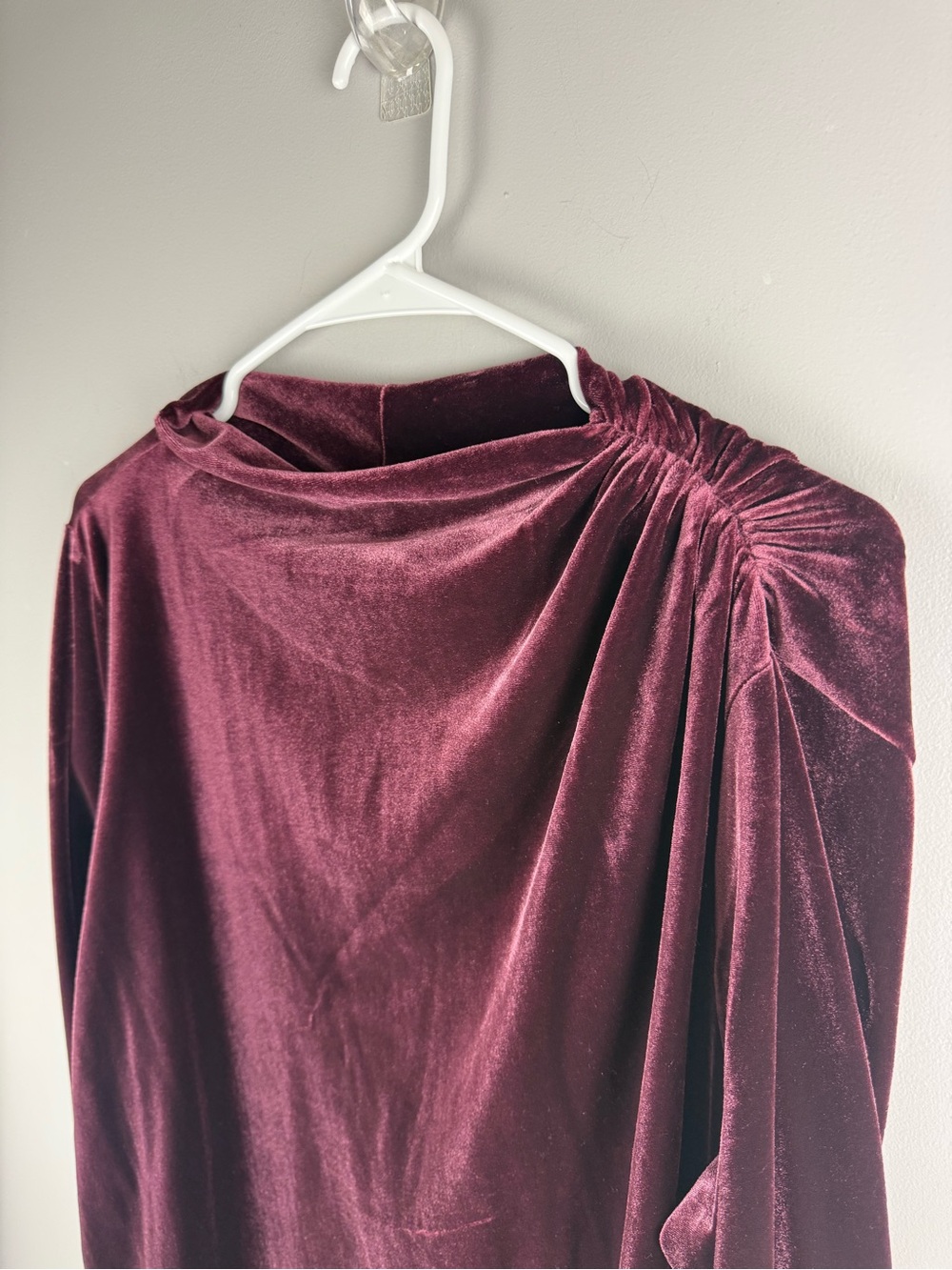 Ashley Graham Women’s Maroon Velvet Long Sleeve Mock Neck MIDI Dress SZ 0X New
